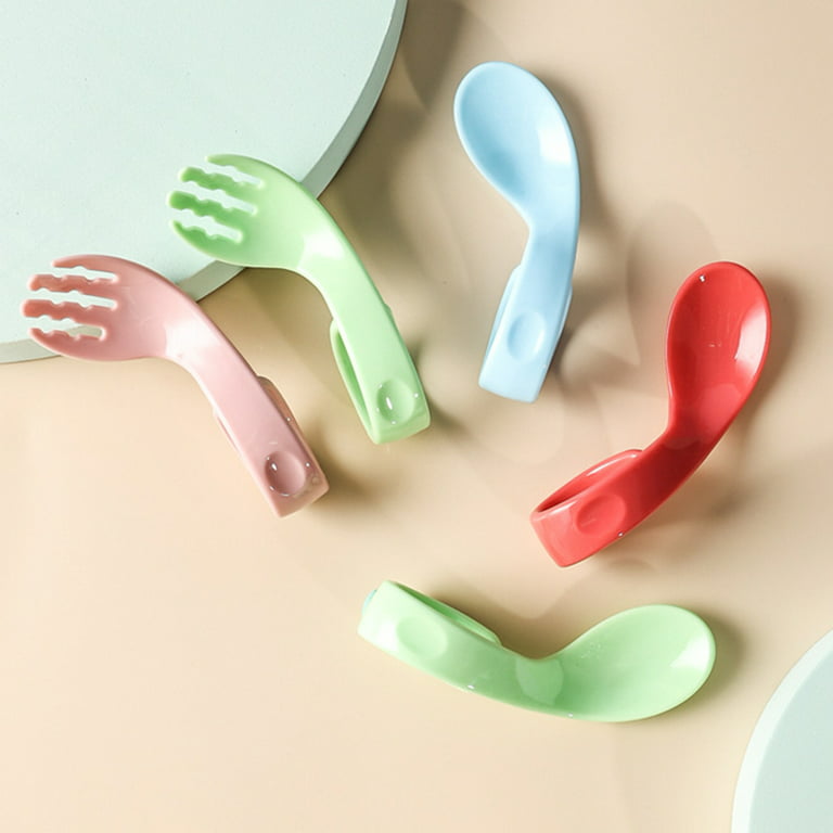 Baby Utensils Spoon Fork with Travel case,Silicone Toddler Utensils for  Self Feeding Kids Children