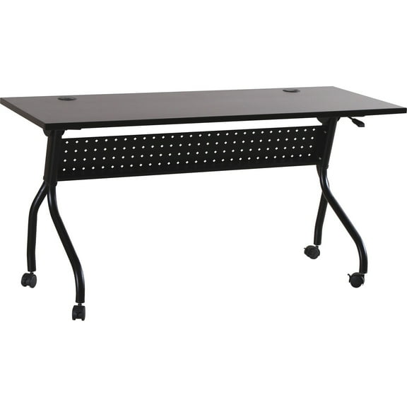 Lorell Espresso/Black Training Table Rectangle Top - Four Leg Base - 4 Legs - 60" Table Top Width x 23.50" Table Top Depth - 29.50" Height x 59" Width x 23.63" Depth - Assembly Required - Espresso, Bl