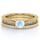 thumbnail image 1 of JeenMata Anillo de Compromiso de 1,75 Quilates con Piedra Lunar y Moissanita de Talla Redonda con Milgrains en Oro Amarillo de 18 K sobre Plata, 1 of 6