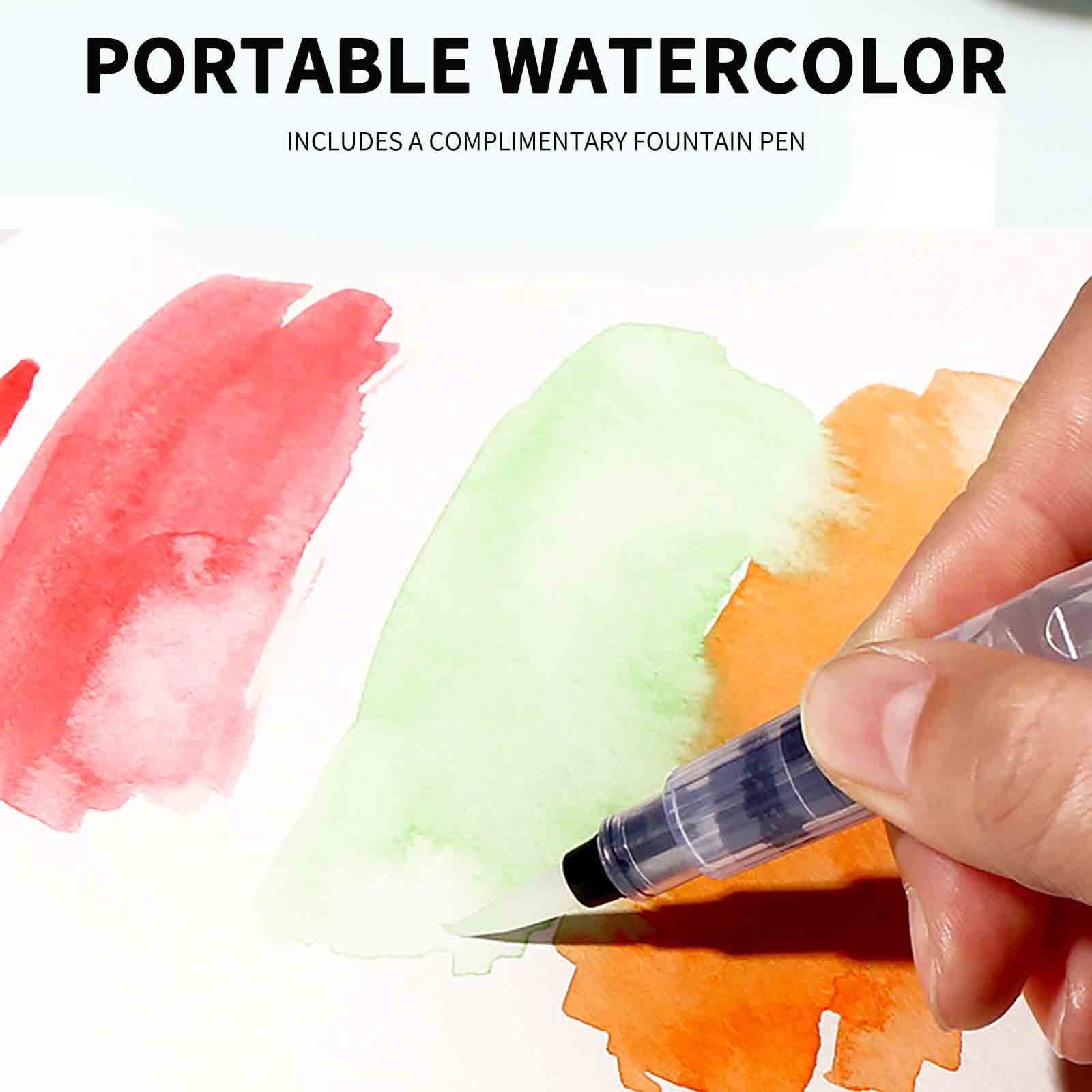 weibbin Art Studio Favorite: Folding Fan Shaped Solid Watercolor Pigment Set with Brush for Portable Painting, 18 Colors, One Size