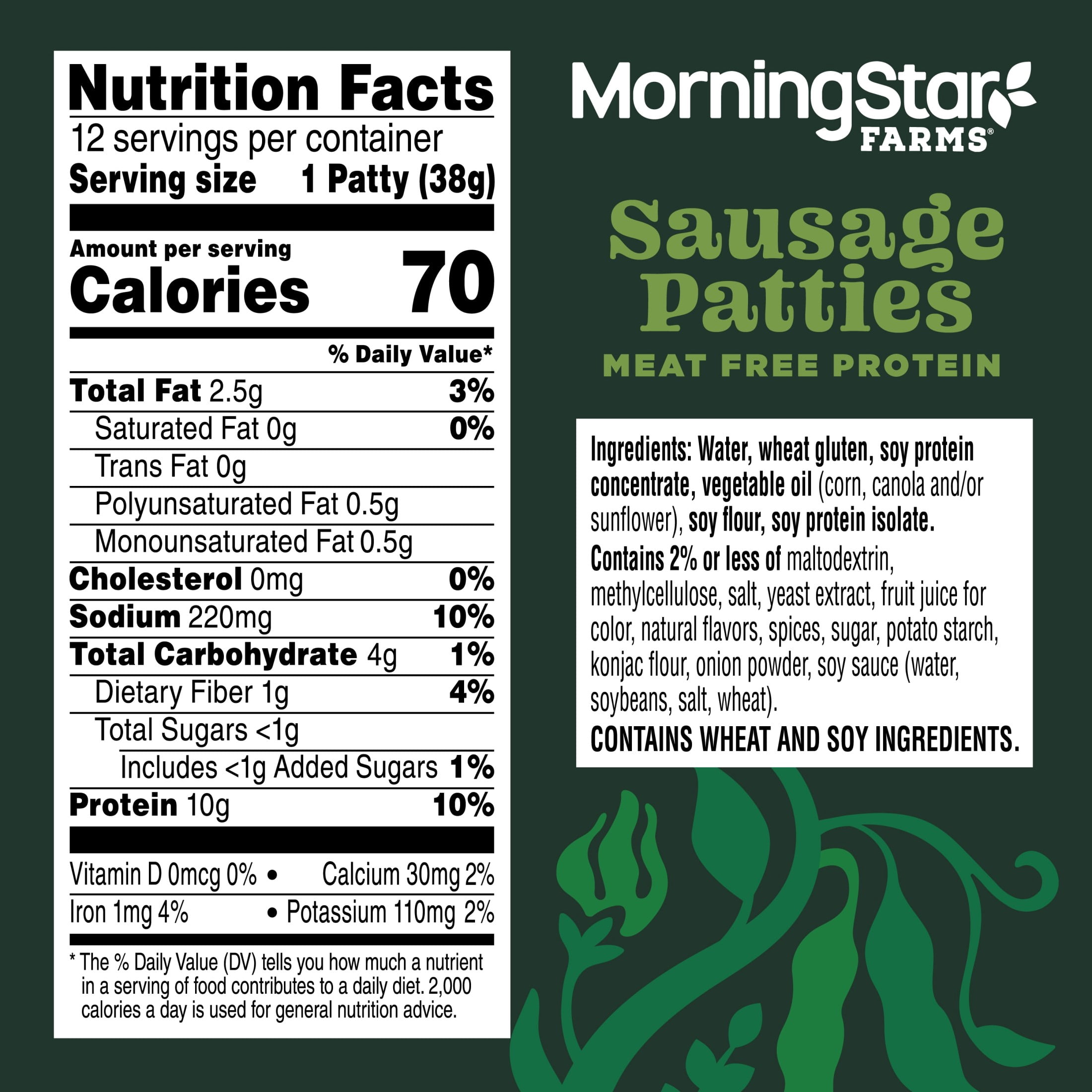 MorningStar Farms Veggie Breakfast Original Plant Based Sausage Patties, Vegan Sausage, 16 oz, 12 Count Bag