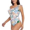 thumbnail image 3 of Yiaed Back To School Print Women One Piece Swimsuits Tummy Control One Shoulder Bathing Suits Pattern Ruffle Swimwear-XX-Large, 3 of 8