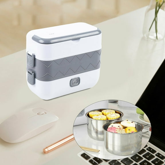 2 Layer Portable Electric Heated Lunch Box Mini Microwave Oven Lunch Container