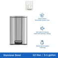 thumbnail image 2 of Better Homes & Gardens Bathroom Trash Can, 3.1 Gallon Small Stainless Steel Step Garbage Bucket Bin with Soft Close Lid, Silver, 2 of 9