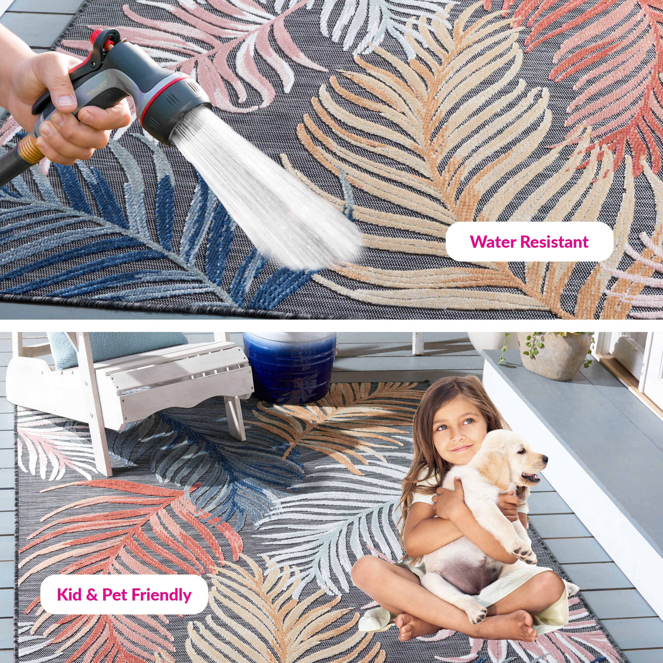 SAFAVIEH Cabana Oakley Indoor/Outdoor Area Rug, Black/Rust, 8' x 10'