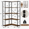 thumbnail image 5 of Walsunny Corner Bookshelves Bookcases 71" 5 Tier L Shaped Wood Bookshelf with Metal Frame Display Rack Rustic Brown, 5 of 7