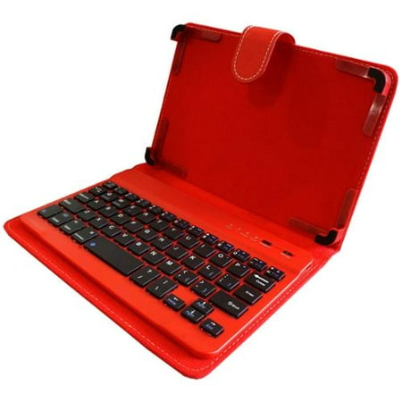 Universal 7" Inch Tablet & iPad Mini Bluetooth Keyboard Protective Case - Red