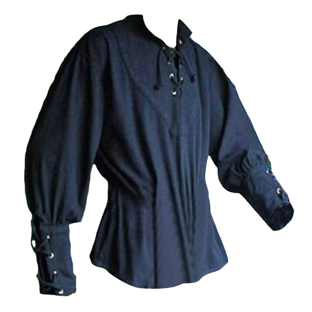 Camisa medieval vintage de manga larga para hombre: poliéster, para el día a día/estar por casa, diseño moderno, tallas M-XXXL