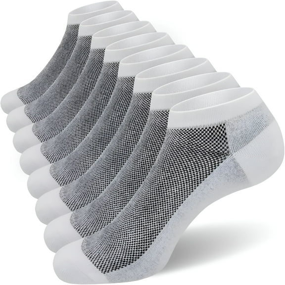 TELOLY 8 Pack Mens Ankle Socks Low Cut Comfort Casual Socks Size 10-13/13-15