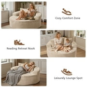 Ovios 58 Oversized Lounge Chair Round Cloud Deep Seat Accent Chair Plush Corduroy Boneless Sofa Chair for Living Room, Beige