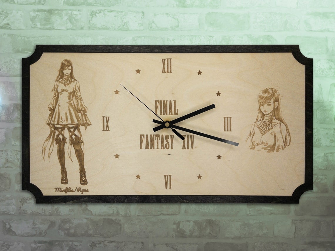 FFXIV Wall Art Clock Ryne / Minfilia FF14 Gift Decor for