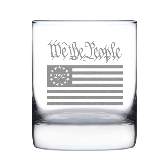 Freedom 250 We the People Whiskey Rocks Glass - Official Merch for 250th Anniversary of the USA - 10.25 oz