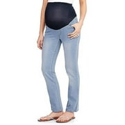 Angle View: Maternity Oh! Mamma Straight Leg Jeans with Full Panel (Available in Plus Size)