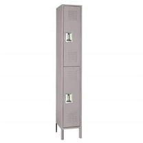 Double Tier 2 Door Unassembled Steel Locker with Recessed Handle, Gray - 12 x 15 x 36 in.