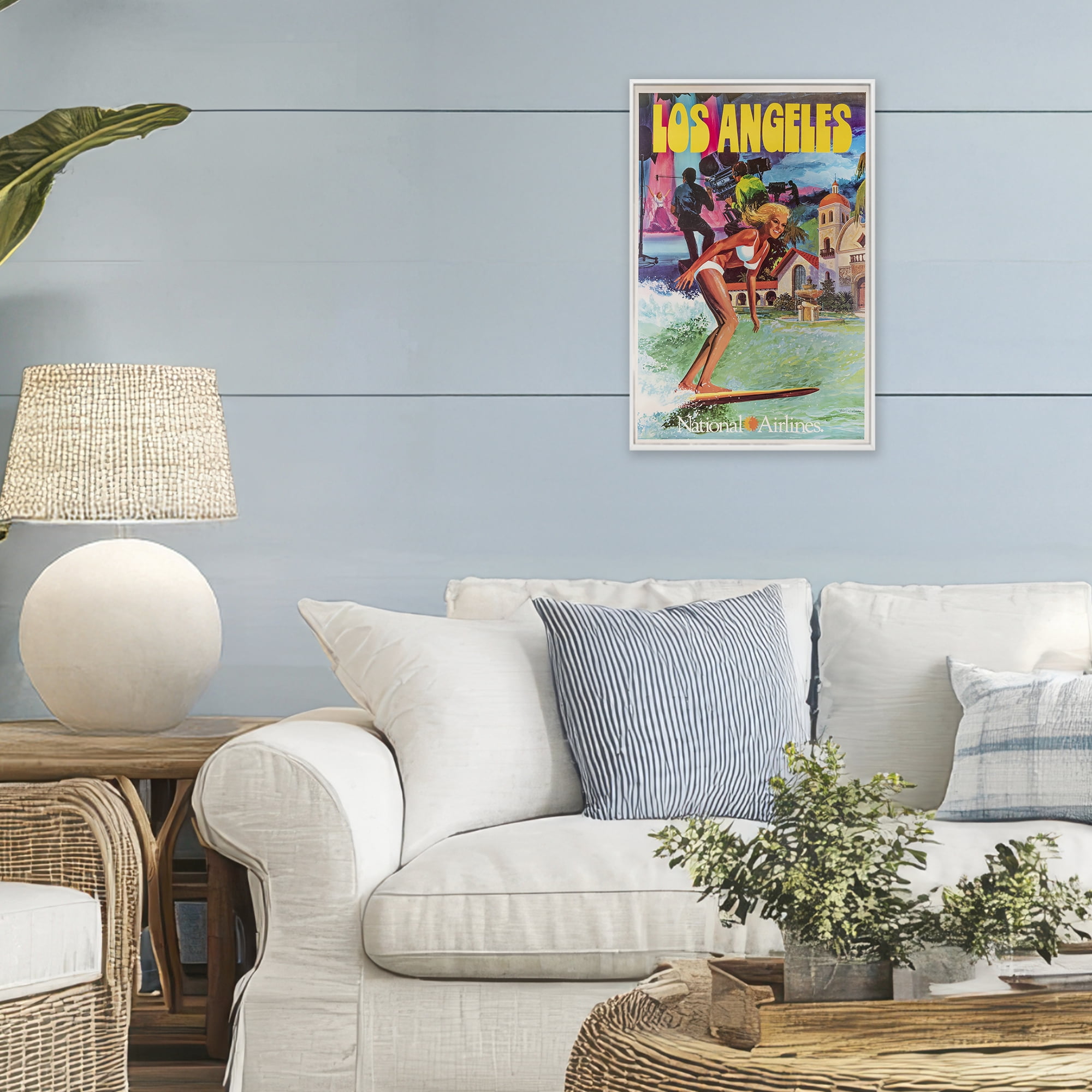 Stupell Industries Vintage Los Angeles Travel White Framed Giclee Art, design by Vintage Posters
