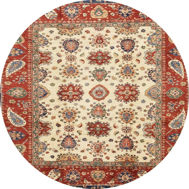 Ahgly Company Tapis d'Intérieur Ronds Abstraits Rouges Abstraits pour Aire, 7 Pieds Rond