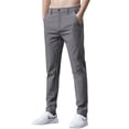 thumbnail image 2 of YMNXA Men's Casual Pants Elastic Waist Solid Color Comfortable Lightweight Slim Fit Trousers With Pockets For Daily Wear And Outdoor Activities,Dark Gray,34, 2 of 5