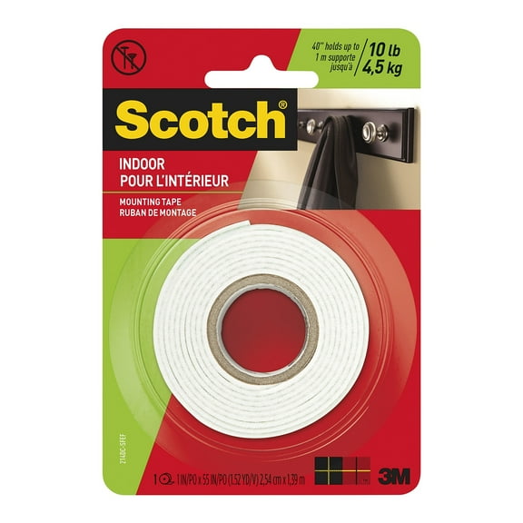 Scotch Double Coated Indoor Mounting Tape 214/DC - Foam Mounting Tape - White