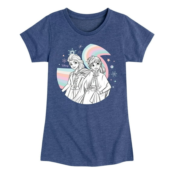Frozen 2 - Anna Elsa Rainbow - Toddler And Youth Girls Short Sleeve Graphic T-Shirt