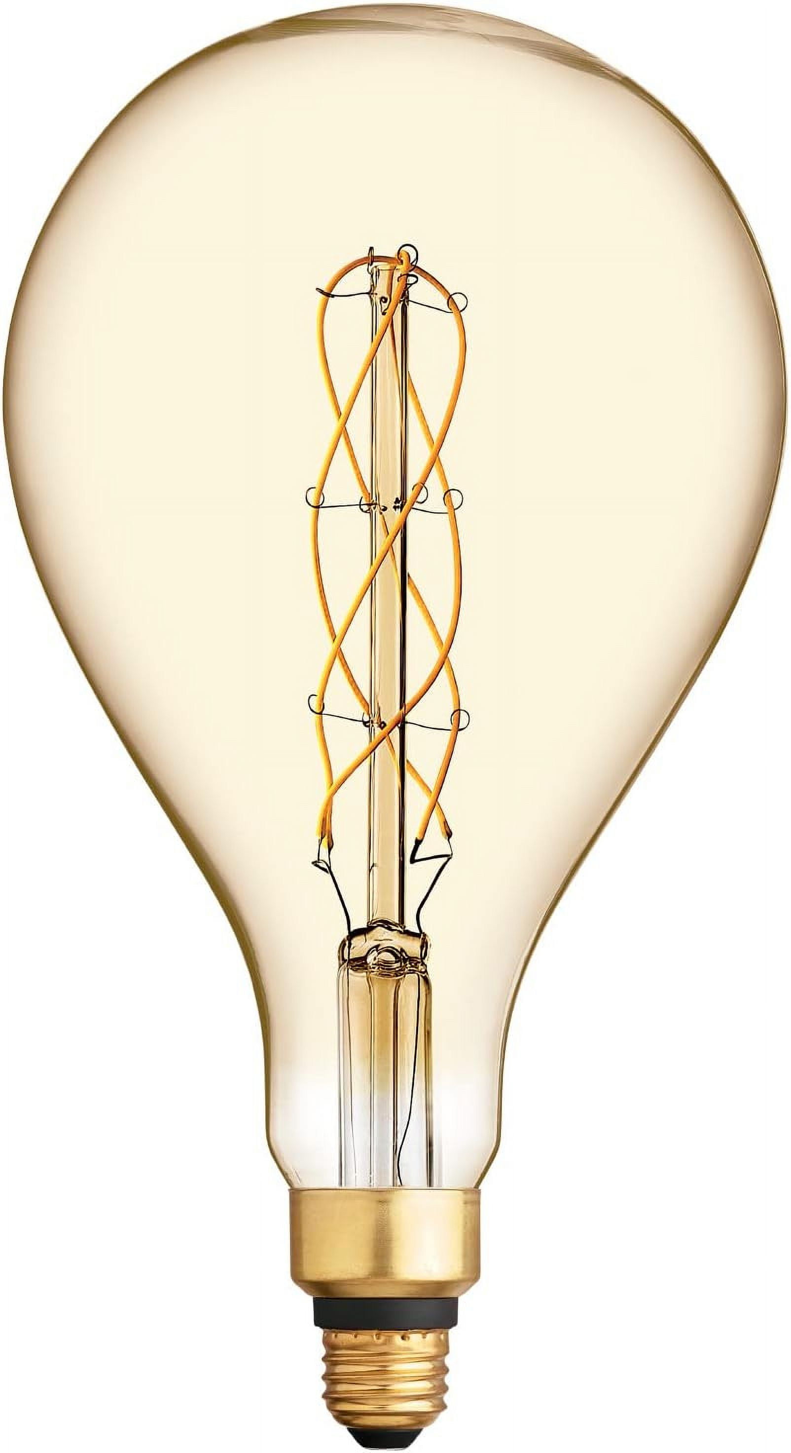 GE Lighting Large Vintage Warm Candle Light LED PS52, Amber Glass, 6.5 watts, Glorious Spiral Weave Filament, 350 lumens, PS52 Pear-Shaped LED Light Bulb, Dimmable