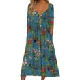 thumbnail image 3 of Women's Short Sleeve Boho Floral Print Maxi Dress Summer V Neck Casual Loose Dress with Pockets, 3 of 5