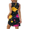 thumbnail image 5 of WTOBBY Women's Fashion Casual Printed V-Neck Button Vest Sleeveless Dress with Pocket, Tie-Dye Colorful Print for Summer Wear, Comfortable and Stylish for Beach and Outings,Orange 2XL, 5 of 5