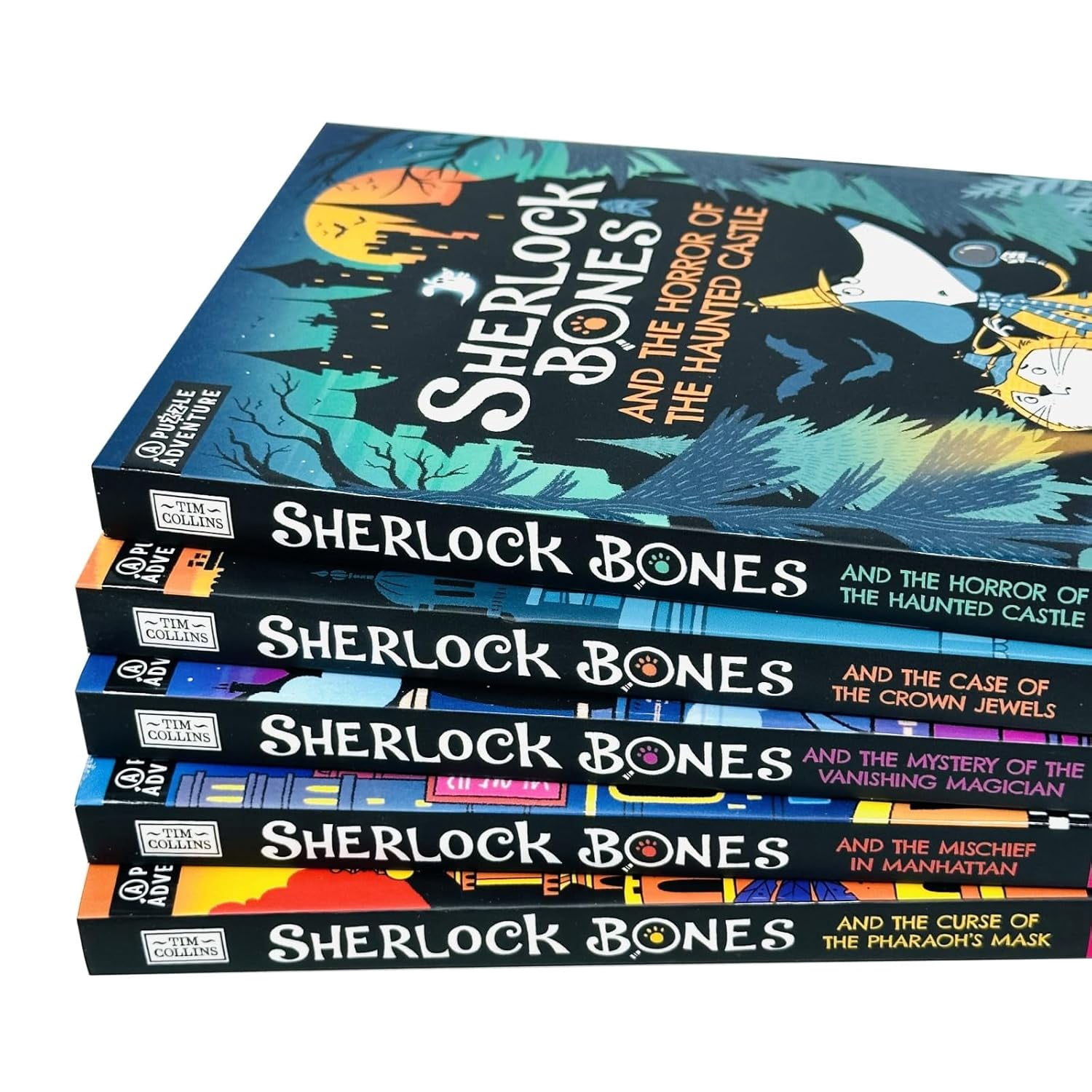 Adventures of Sherlock Bones 5 Book Set by Tim Collins &ndash; Funny Mystery Adventure Collection for Kids