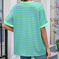 thumbnail image 4 of YDLCAFD Chemises à Manches Courtes pour Femmes Boutonnées T-Shirt à Manches Courtes à Rayures Col Rond Décontracté Ample Pull d'Été, 4 of 9