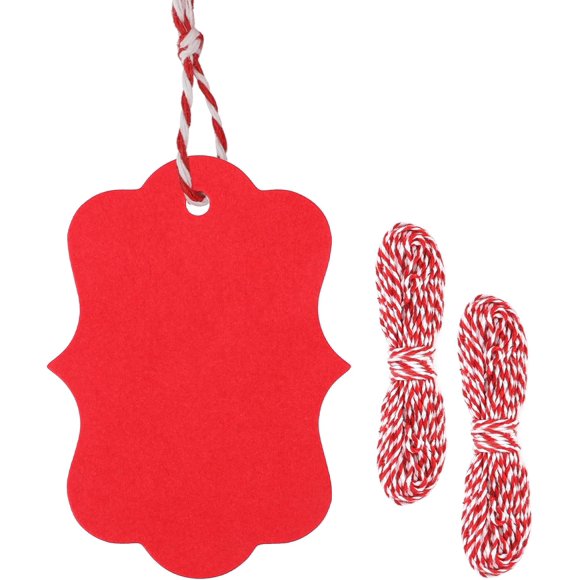 Étiquettes-cadeaux Rouges, 100 Pcs Étiquettes-Cadeaux en Papier Rouges avec Ficelle, Étiquette d'Étiquetage Suspendue Vierge 2,8 X 2 Po pour Emballage-Cadeau, Bricolage Arts et Artisanat, Noël, Cadeaux de Fête de la Saint-Valentin