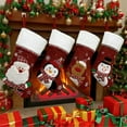 thumbnail image 3 of Luoshdecor Christmas Stockings,Large Plush Cuff Santa Deer Snowman Penguins Stockings for Gift Candy Bag Holiday Party 19 in, 3 of 4