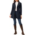thumbnail image 3 of INSPIRE CHIC Women's Classic Stand Collar Long Sleeve Winter Belted Long Coat L Dark Blue, 3 of 8