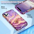 thumbnail image 4 of CASEFIV for iPhone 11 Pro Max Case,Marble Heavy Duty Shockproof Full Body Protective Women Girls Phone Cover,Drift Sand/Purple, 4 of 8