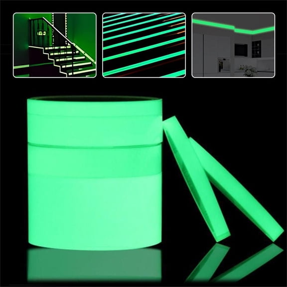 Sahpxhe Luminous Warning Tape,Glow in The Dark,Fluorescent Light Storage Tape,No Power Required,Adheres to Cloth,Metal,Plastic Green-0.59X1.18in