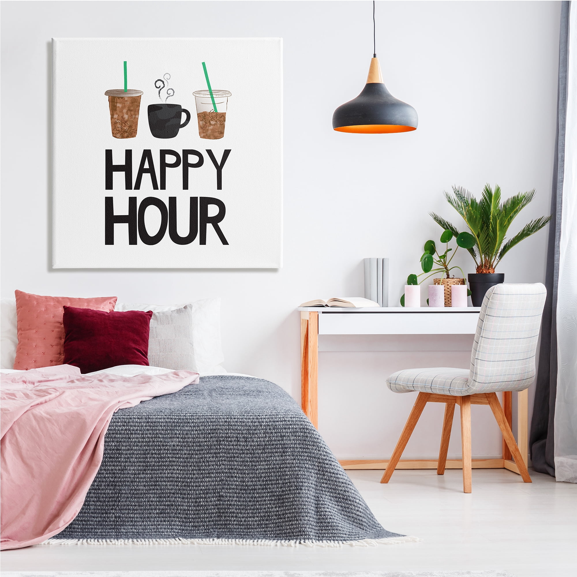 Stupell Industries Happy Hour Phrase Coffee Iced Drink Kitchen Beverage, 36 x 36, Design by Jennifer McCully