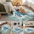 thumbnail image 5 of Teal Turtle Coastal Round Area Rug 3.3Ft Washable Circle Rugs for Dining Room Table, Summer Beach Coral Nautical Ocean Non-Slip Carpet Floor Mats Indoor Outdoor Carpet Runner Aesthetic Home Decor, 5 of 8