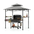 Demifill 8 x 5 FT Outdoor Grill Gazebo with 2 Side Shelves and 20 Hooks