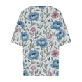 thumbnail image 4 of Button Down Shirts for Women Summer 2026 Boho Floral Printed Short Sleeve Tops Cottn Linen Beach Vacation Blouses, 4 of 5