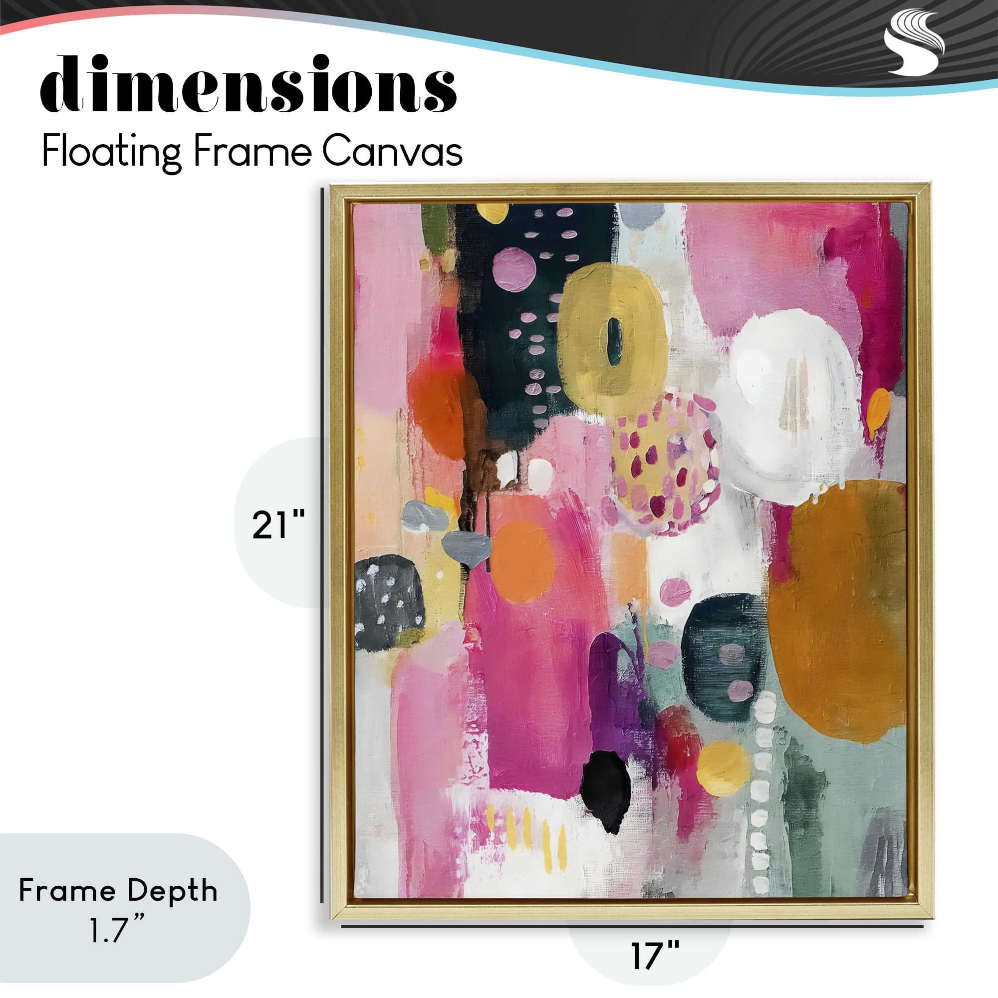 Stupell Industries Abstract Blooms Cascade Gold Framed Floater Canvas Wall Art, design by Riley B