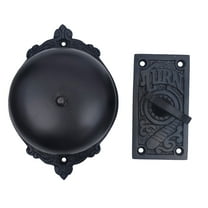 Shristy Hardware "Elohim" Brass Manual Old Fashioned Door Bell – Vintage Twist Bell with Key Plate – Mechanical Doorbell for Home – (Pack of 1 Black Antique Finish)