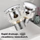 thumbnail image 3 of Desagüe universal con rebosadero para lavabos y muebles de baño Grifo de desagüe automático Grifo Click Clack Grifo de desagüe de cobre cromado, tapón para lavabo, plata, una pieza, 3 of 5