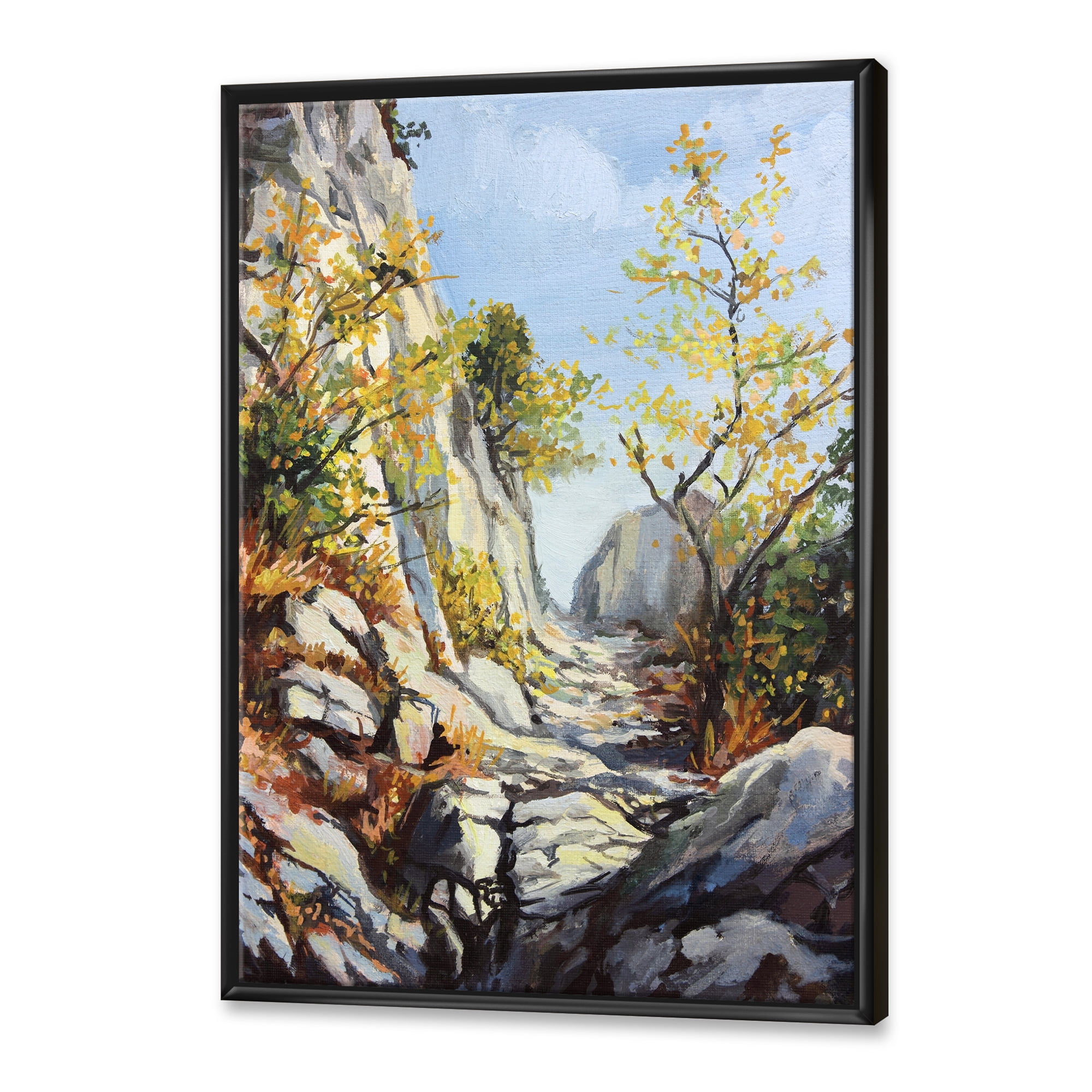 Designart 'Marble Path In Autumn Mountain' Traditional Framed Canvas Wall Art Print