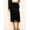 Black, variant on Women Black Lace Trim Satin Skirt Elegant Silky A Line Flowy Midi Long
