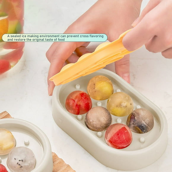 Clearance!! Circular Creative 6 Grids Ice Cube Silicone Ice Ball With Lid Ice Maker Homemade Ice Cube Box Refrigerator Ice Box clear plastic ice tray