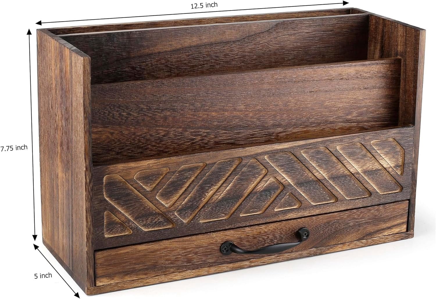 Saverstate Wood Office Desk Organizer with Drawer for Desktop Organization, Rustic Brown