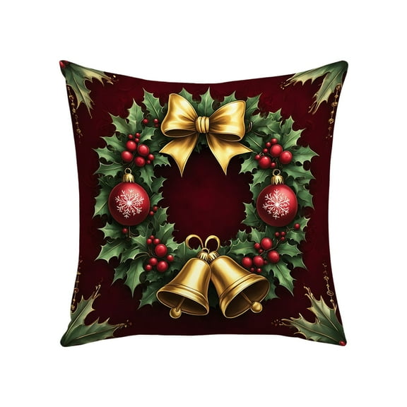 chaungfeng Christmas Linen Pillow Cover, Christmas Reindeer Snowman Printed Pattern Decorative Sofa Cushion Cases, 45x45cm Holiday Decor, Soft Fabric, for Living Room, Bedroom, Chair