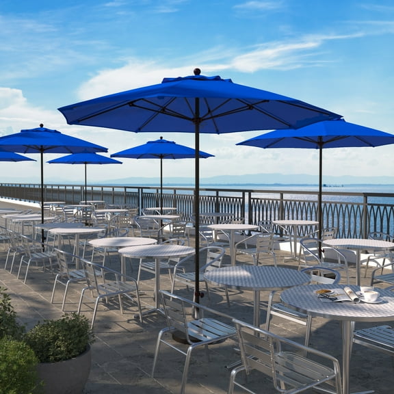 California Umbrella Venture 9' Bronze Market Umbrella in Blue