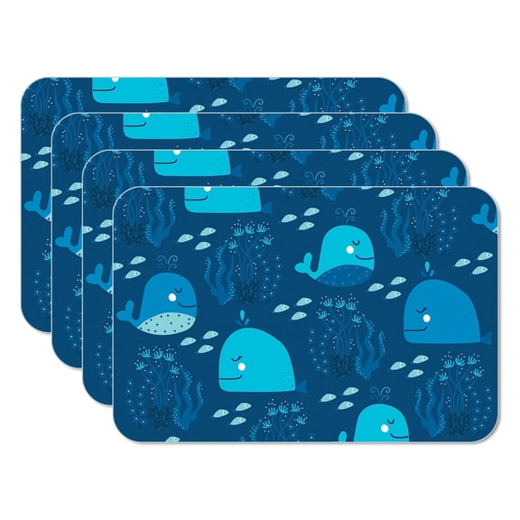Highland Home "Ocean Discovery" Child 4-Pack Reversible Easy Care Plastic Placemats