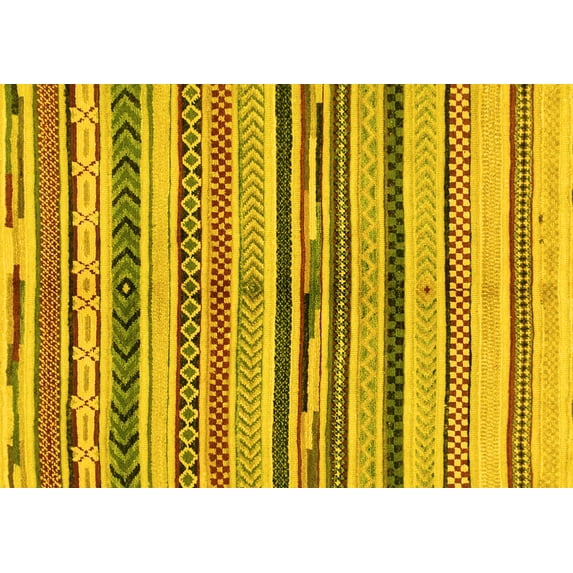 Ahgly Company Indoor Rectangle Abstract Yellow Modern Area Rugs, 2' x 4'