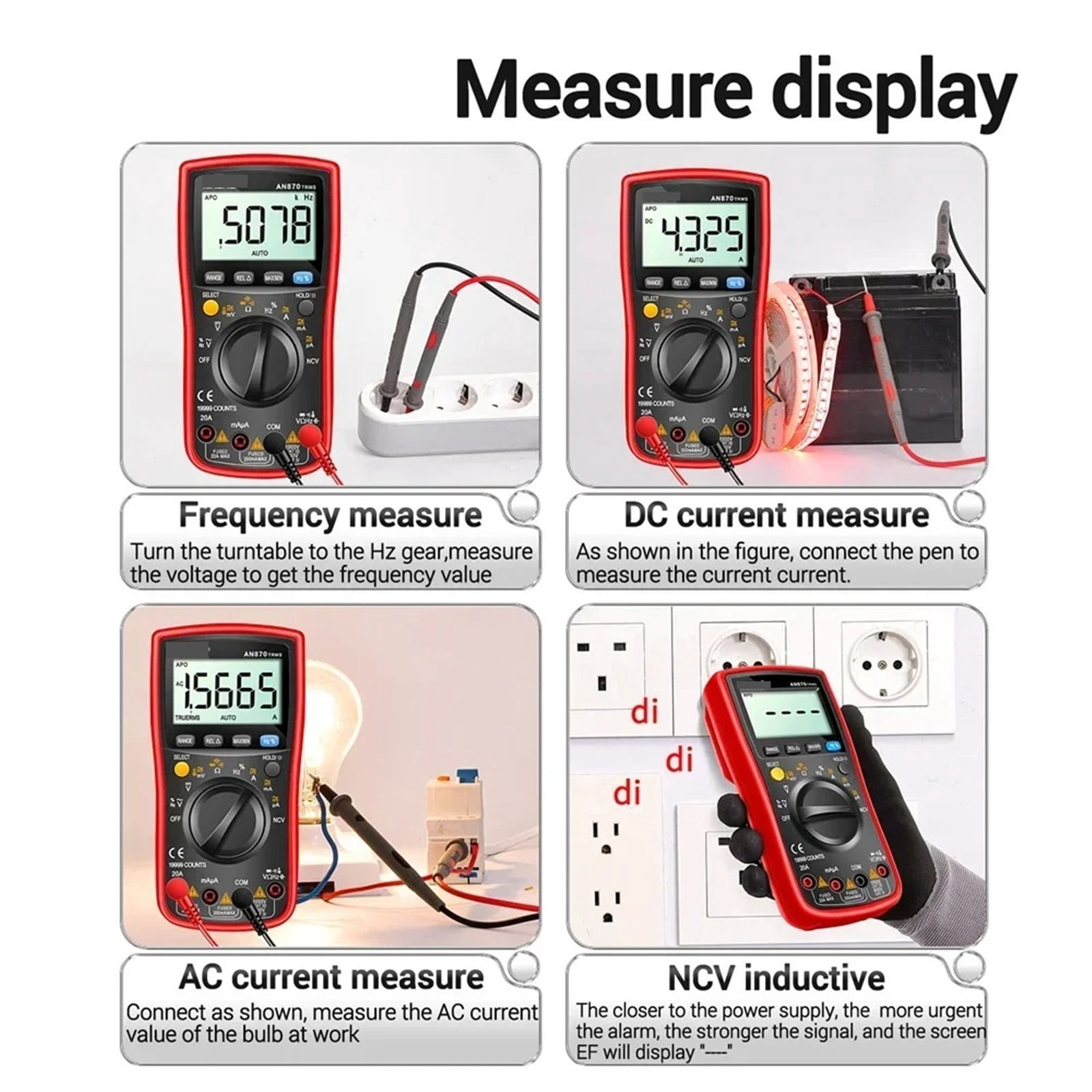 Rms Multimeters AC/DC Current Meter Voltimetro Digital Multimeter 19999 Counts True Profesional Voltage Tester ,Battery Test