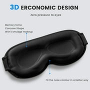 FACEMOON 3D Sleep Mask for Sleeping | 100% Blackout Eye Mask for Women & Men | Adjustable Eye Covers for Side Sleepers, Black